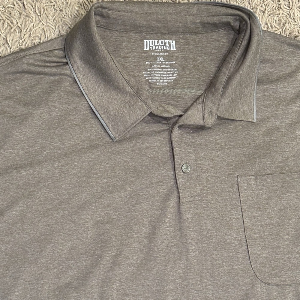 Duluth Trading Co Men's 3XL GRAY Cooling Polo Short Sleeve Button Golf‎ Shirt